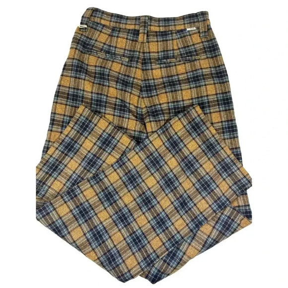 NWT! Mother Delta Dawn Size 25 Brown Tweed Plaid Pleated Trouser Pants - Picture 5 of 7
